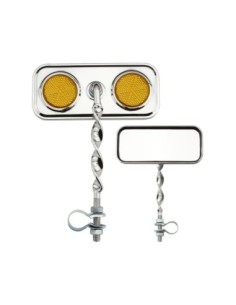 Rectangle Flat Twisted Mirror Chrome Amber Reflectors.